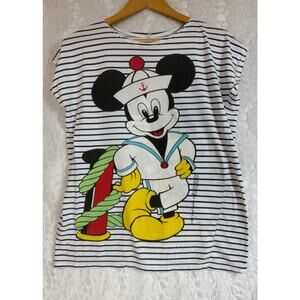 VTG 80s Walt Disney Productions x Amoroso Mickey Sailor Front/Back T-shirt M/L**